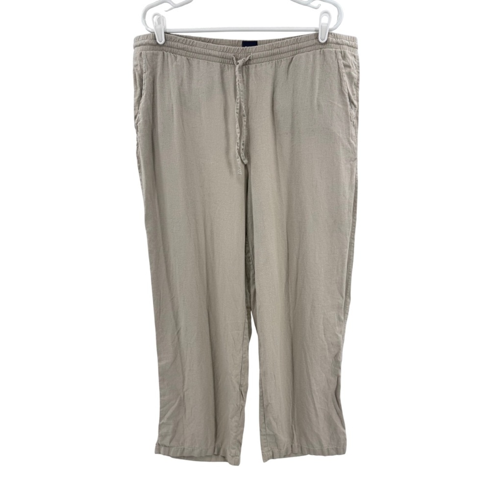 GAP Women's Beige Wide Leg cropped ankle Pants linen blend pull on XL casual